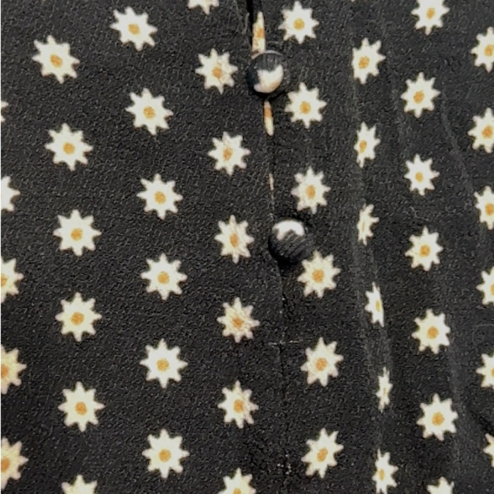 Free People Black Floral Mini Dress with Cream Daisy Print - Picture 3 of 6
